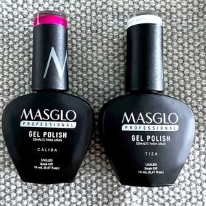 MASGLO Professional Set Gel Polish Color Fuchsia Cálida And White Tiza UV LED.